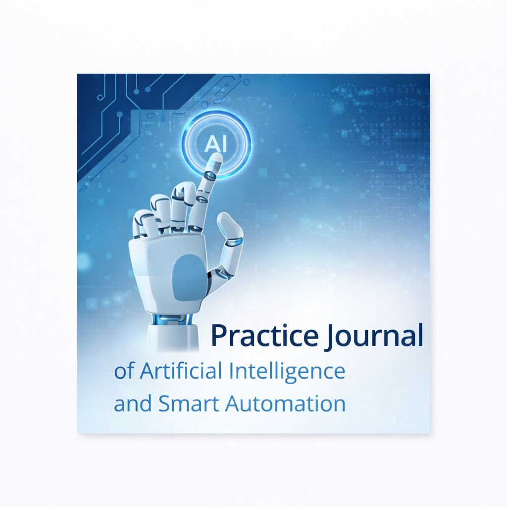 Official logo of the Practice Journal of Artificial Intelligence and Smart Automation featuring AI technology and robotics theme.